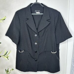 Short sleeve black and white stripped blazer 16W